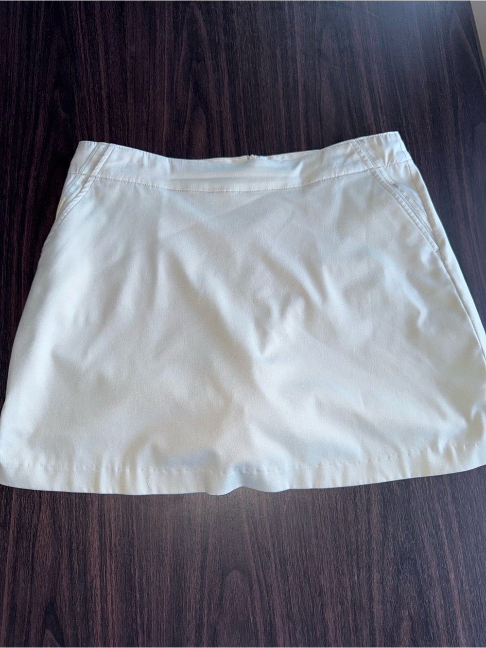 Lady Hagen Women's Beige Solid Golf Skort Size 8 Stretch Zip Flat Front